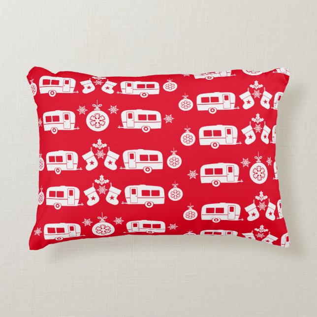 Caravan Happy Christmas Camping   Decorative Cushion (Front)