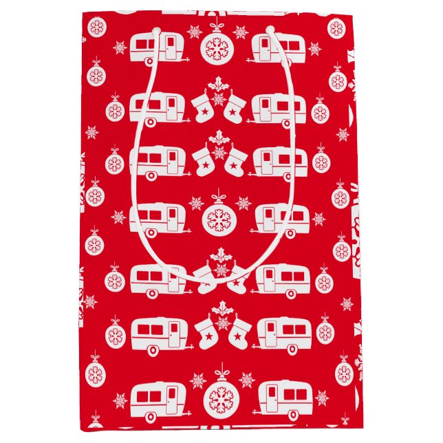 Caravan Happy Christmas Camping   Medium Gift Bag (Front)