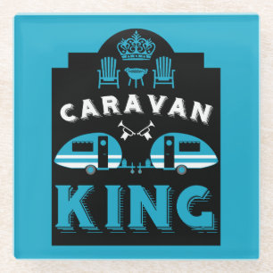 Caravan King Gifts For Campers Glass Coaster