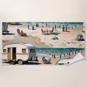  Caravan on the Beach  Beach Towel