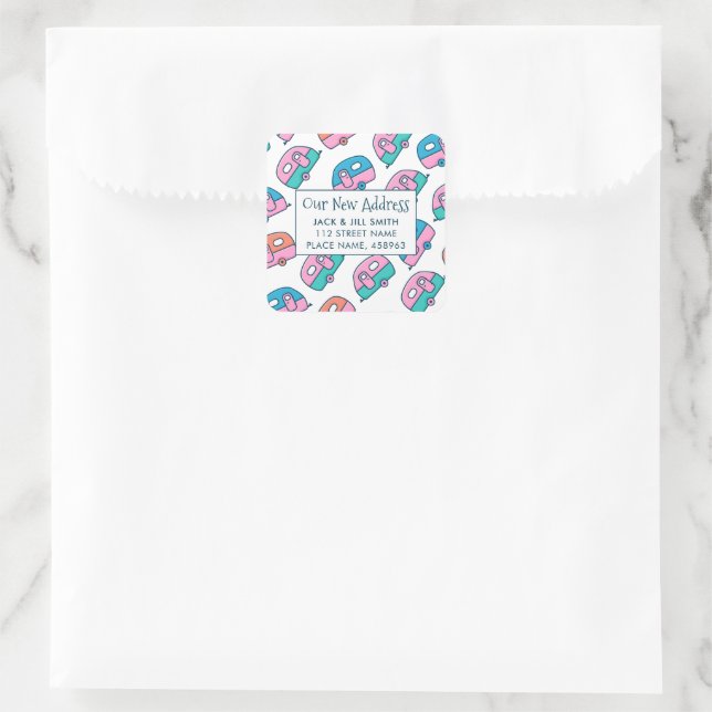 Caravan Pattern Moving Announcement Square Sticker (Bag)