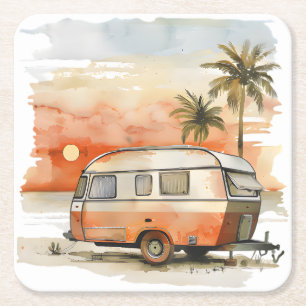 Caravan Square Paper Coaster