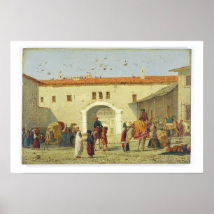 Caravanserai at Mylasa, Turkey, 1845 (oil on panel Poster