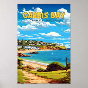 Carbis Bay Cornwall England Travel Art Vintage Poster