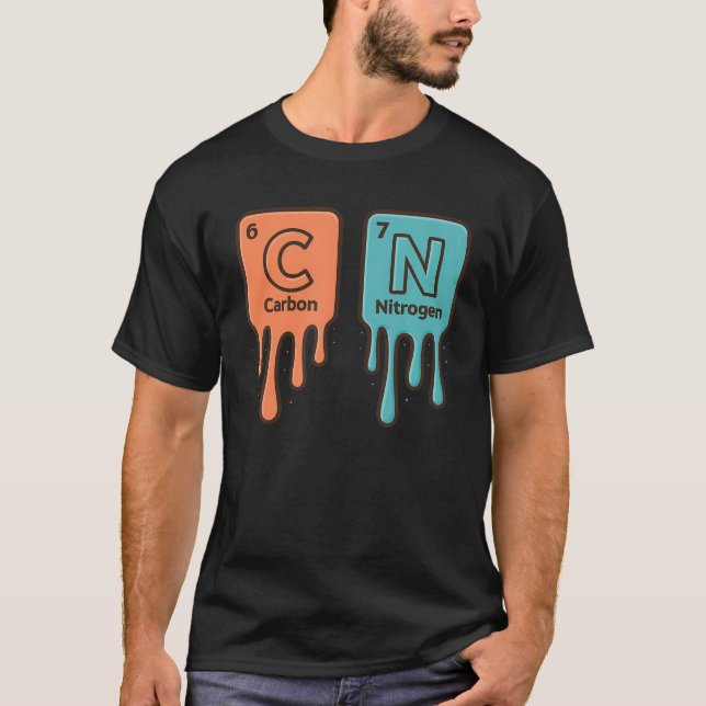 Carbon 6 Nitrogen 7 Funny Periodic Table Science M T-Shirt (Front)
