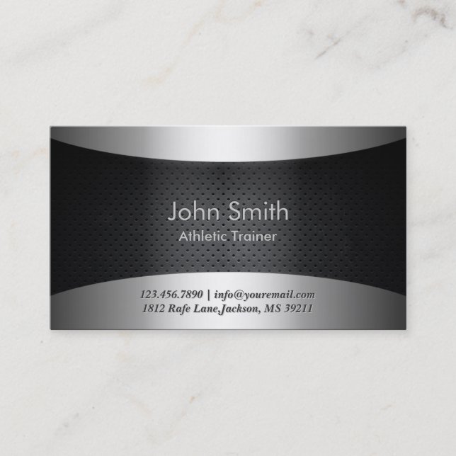 Carbon Black Athletic Trainer Business Card (Front)