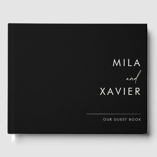 Carbon Black | Modern Minimal Wedding Guestbook (Front)