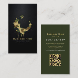 Carbon Black Texture with Green Camo Swirl Business Card