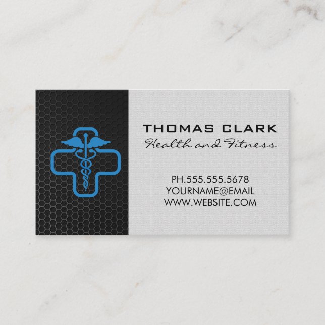 Carbon Fiber | Health Doctor Logo Business Card (Front)