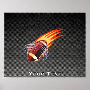 Carbon Fiber look Flaming Football Poster