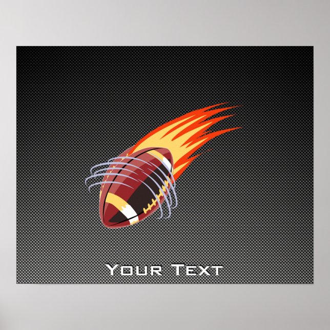 Carbon Fiber look Flaming Football Poster (Front)