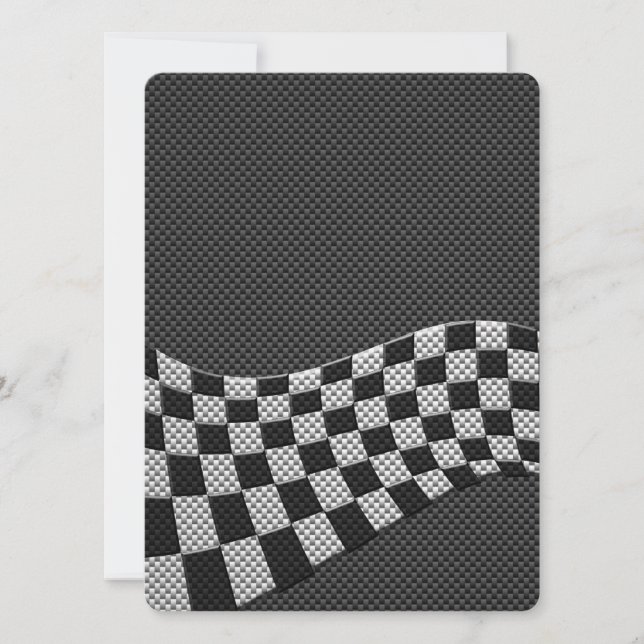 Carbon Fiber Style Racing Flag Wave Decor (Front)