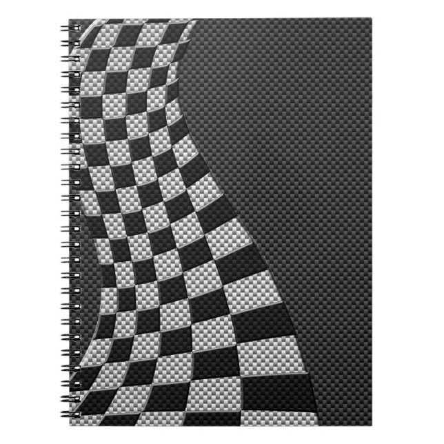Carbon Fiber Style Racing Flag Wave Print Notebook (Front)