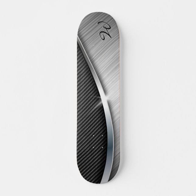 Carbon Fibre and Brushed Metal 4 Skateboard (Front)