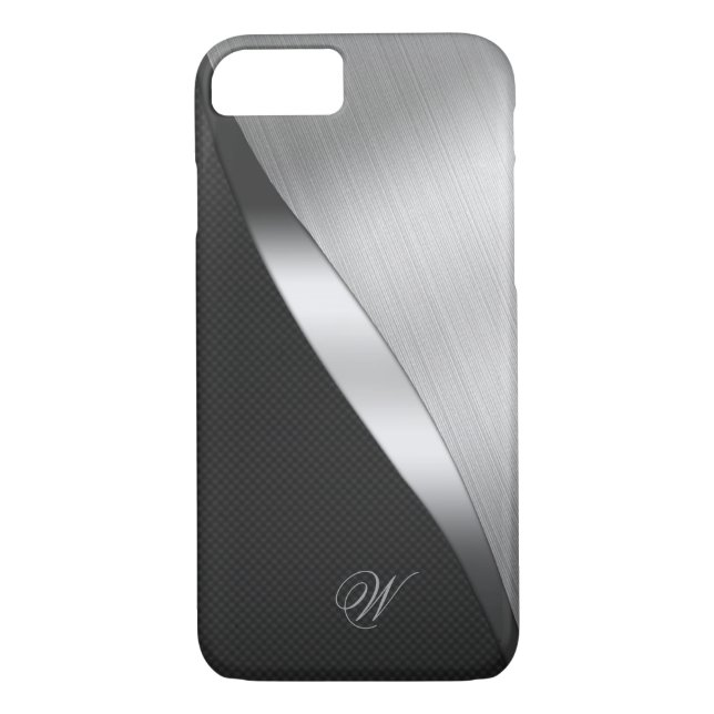 Carbon Fibre and Brushed Metal Case-Mate iPhone Case (Back)
