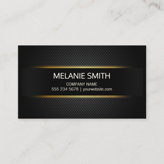 Carbon Fibre Background Yellow Lines Business Card (Front)