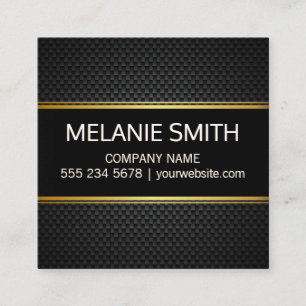 Carbon Fibre Background Yellow Lines Square Business Card