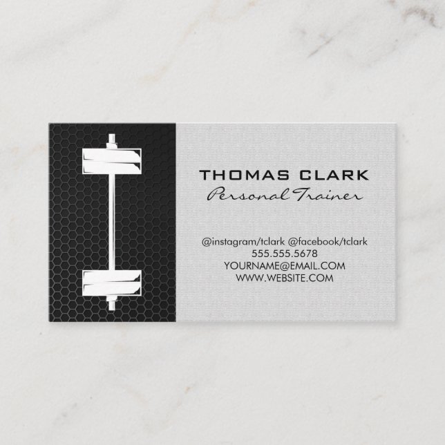Carbon Fibre Barbell Weight Business Card (Front)