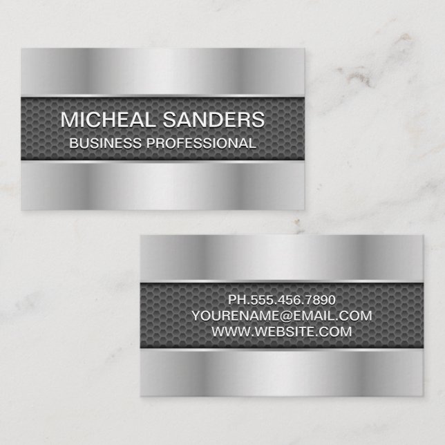Carbon Fibre Black | Metallic Business Card (Front/Back)