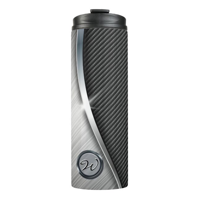 Carbon Fibre & Brushed Metal 4 Thermal Tumbler (Front)