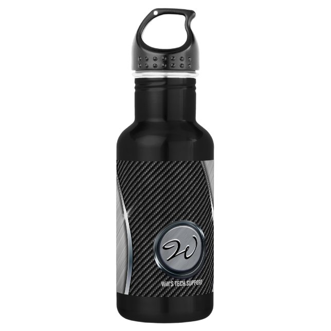 Carbon Fibre & Brushed Metal 4A 532 Ml Water Bottle (Front)