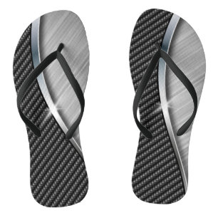 Carbon Fibre & Brushed Metal 4A Flip Flops