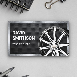 Carbon Fibre Chrome Car Alloy Wheel Rim Mechanic Business Card