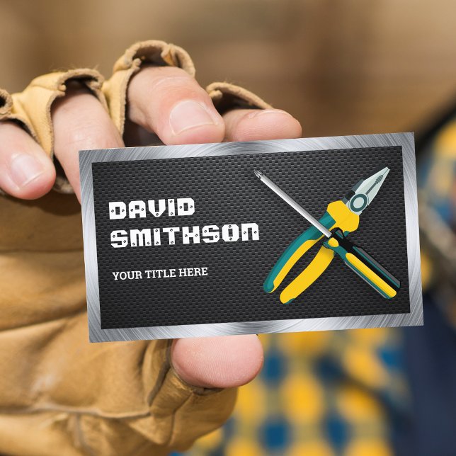 Carbon Fibre Handyman Repair Tools Electrician Business Card (Creator Uploaded)