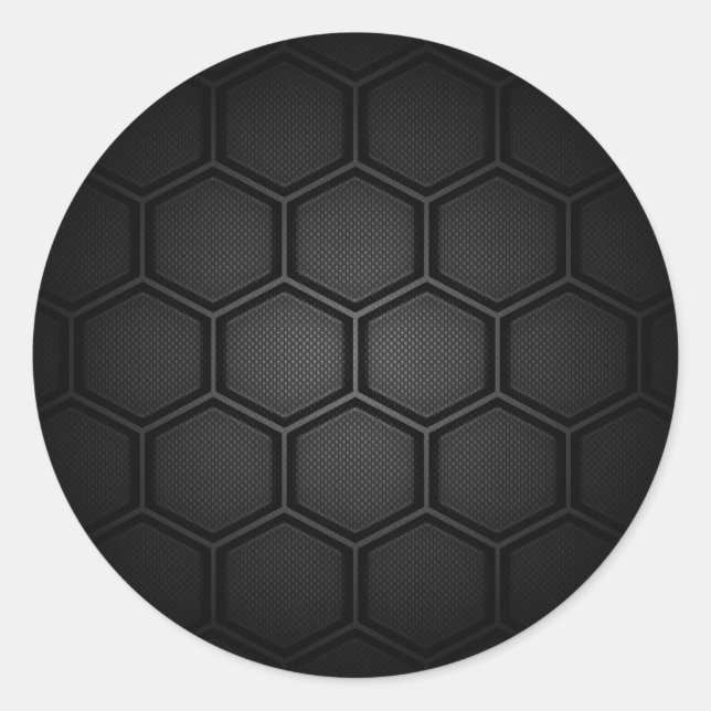 Carbon Fibre Hex Tiles Classic Round Sticker (Front)