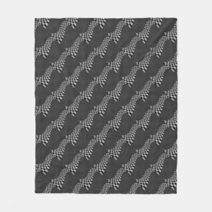 Carbon Fibre Like Racing Flag Wave Print Fleece Blanket