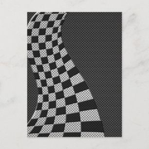 Carbon Fibre Like Racing Flag Wave Print Postcard