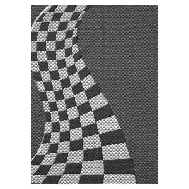 Carbon Fibre Like Racing Flag Wave Print Tablecloth (Front)