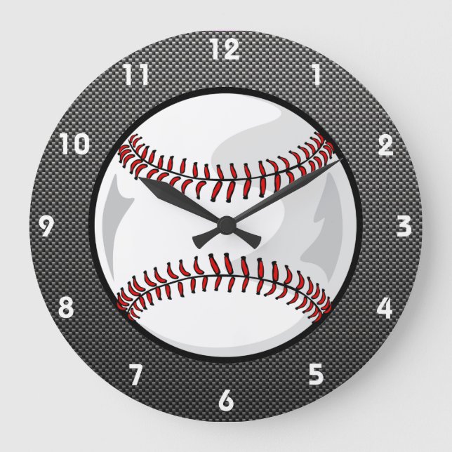 Carbon Fibre look Baseball Large Clock (Front)