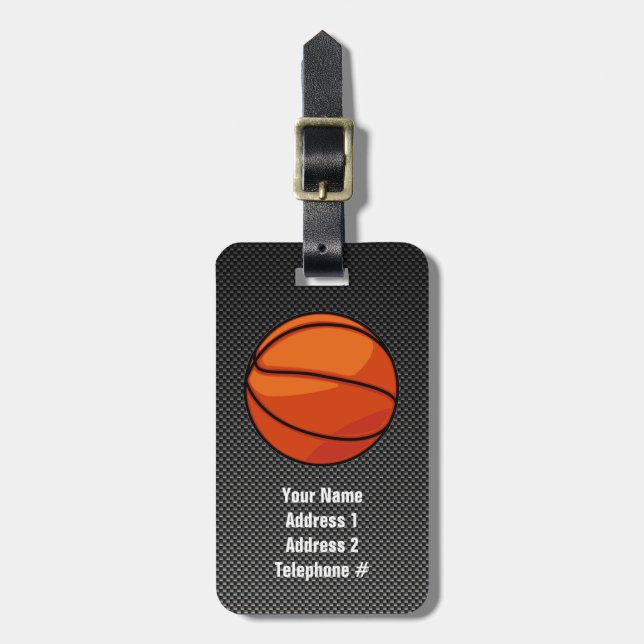 Carbon Fibre look Basketball Luggage Tag (Front Vertical)