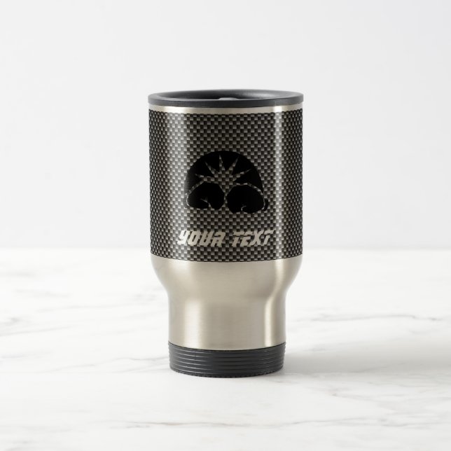 Carbon Fibre look Boxing Gloves Travel Mug (Center)