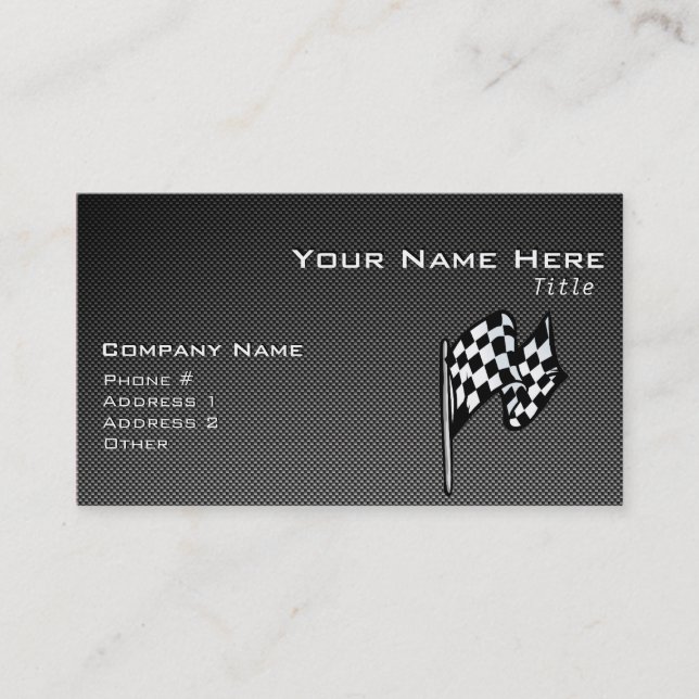 Carbon Fibre look Chequered Flag Business Card (Front)