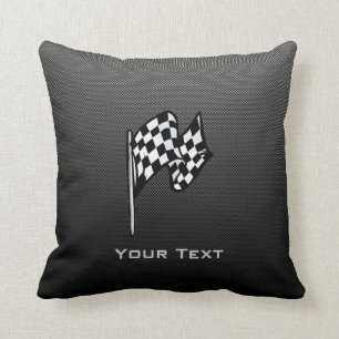 Carbon Fibre look Chequered Flag Cushion