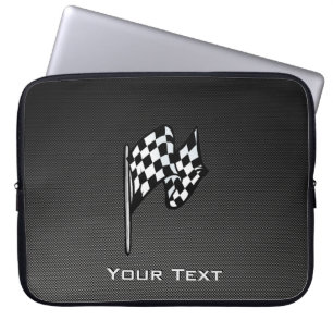 Carbon Fibre look Chequered Flag Laptop Sleeve
