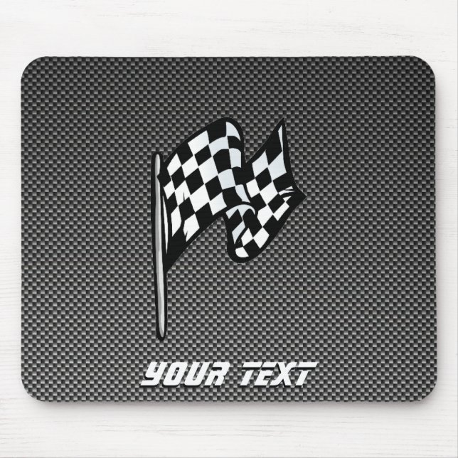 Carbon Fibre look Chequered Flag Mouse Mat (Front)