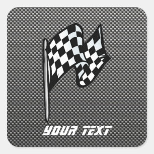 Carbon Fibre look Chequered Flag Square Sticker