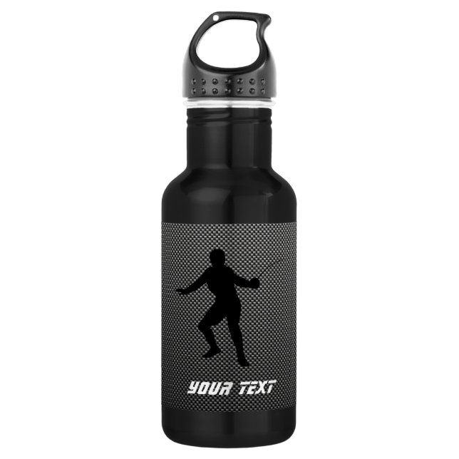 Carbon Fibre look Fencing Silhouette 532 Ml Water Bottle (Front)