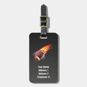 Carbon Fibre look Flaming Football Luggage Tag