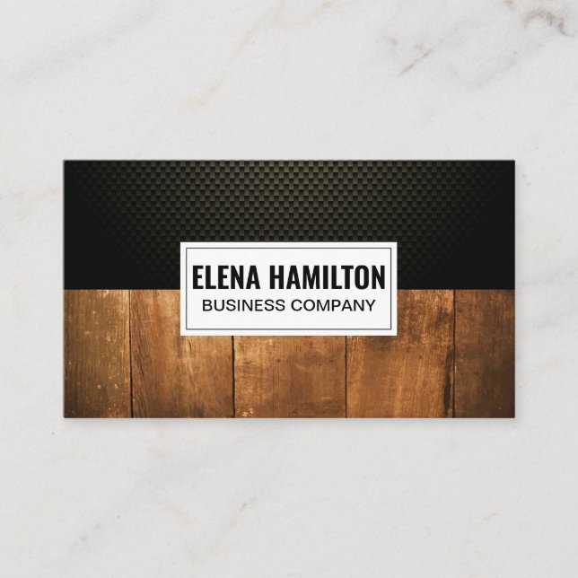 Carbon Fibre | Old Wood Grain Business Card (Front)