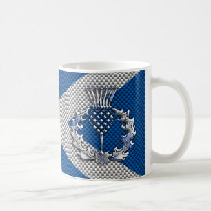 Carbon Fibre Print Scotland Flag Coffee Mug