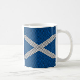 Carbon Fibre Print Scotland Flag Decor Coffee Mug
