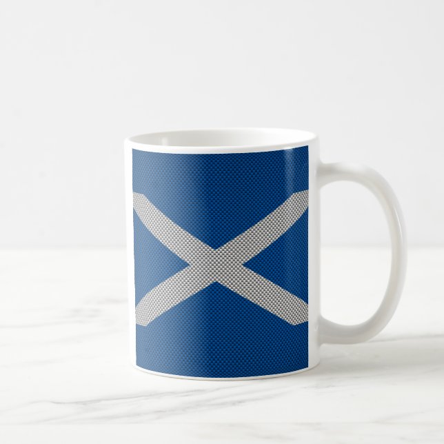 Carbon Fibre Print Scotland Flag Decor Coffee Mug (Right)