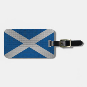 Carbon Fibre Print Scotland Flag Decor Luggage Tag