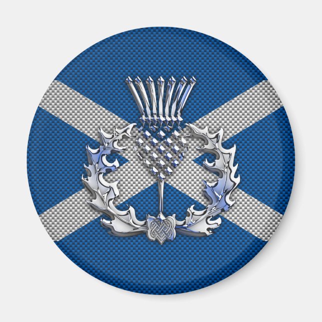 Carbon Fibre Print Scotland Flag Magnet (Front)