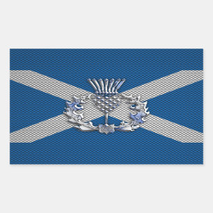 Carbon Fibre Print Scotland Flag Rectangular Sticker