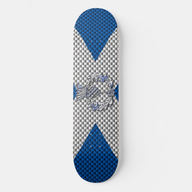 Carbon Fibre Print Scotland Flag Skateboard (Front)